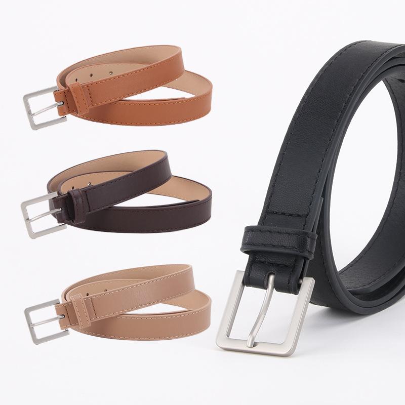 Women's Minimalist Leather Belt - Korean Style Simple Design Waistband for Coats Jeans Pants 4pcs
