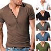 Foreign Trade Summer New Men's Casual Henry Crew Neck Short-sleeved T-shirt Men's Slim-fit Sports Bottoming Shirt Top