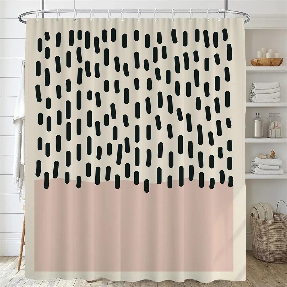 Bathroom Nordic Abstract Painting Shower Curtain Medieval Minimalist Art Polyester Fabric Shower Curtain 180 * 180Cm With Hooks