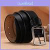 Stylish Men Genuine Leather Belt With Square Alloy Buckle For Daily Office Wear