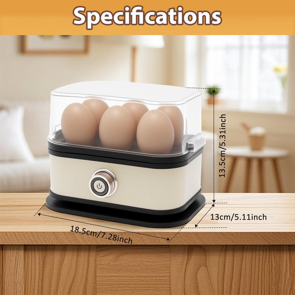 Electric Egg Cooker 6 Egg Capacity Eggs Boiling Machine Stainless Steel Electric Eggs Boiler US Steamer for Kitchen Accessories