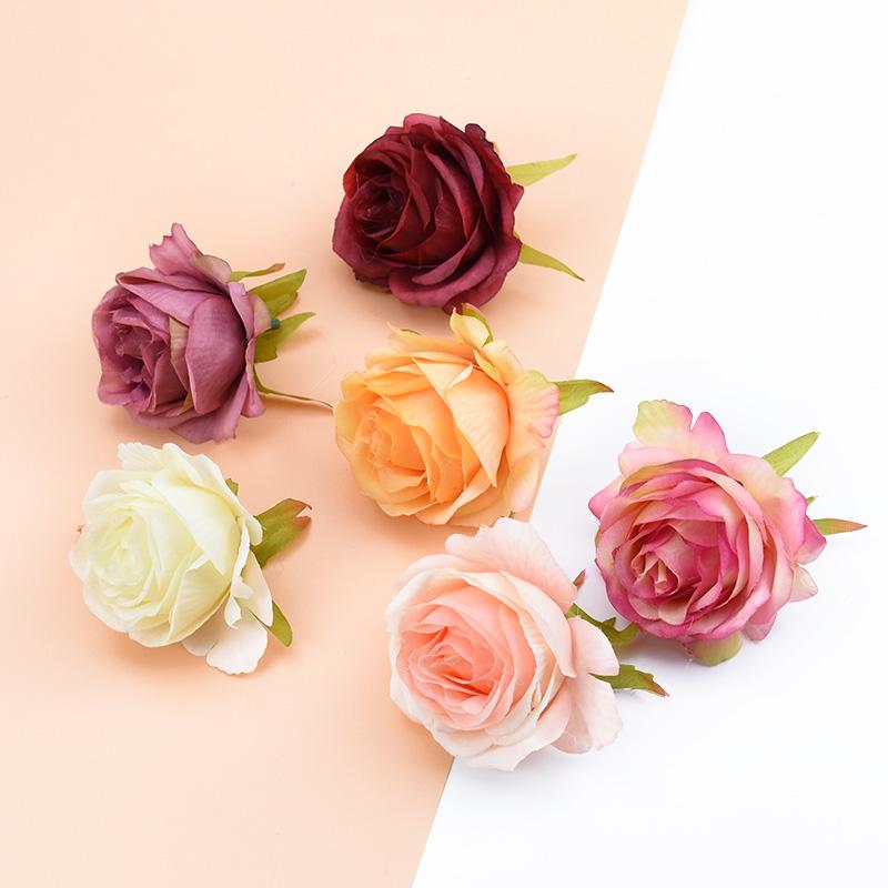 10/20pcs Artificial Flowers Silk Roses Wall Scrapbooking Wreaths Diy Gifts Candy Box Home Room Wedding Outdoor Decora Needlework