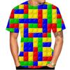 Retro Building Block 3D Printed T Shirt Men Jigsaw Puzzle Video Games Pattern T-Shirt Loose Street Short Sleeves Y2k Tee Shirts
