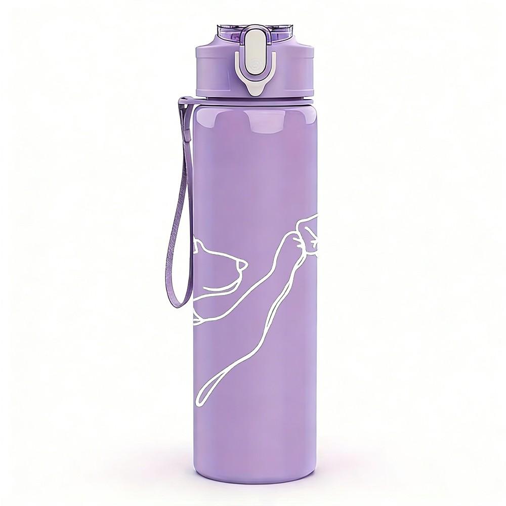 1PC Holding Hands Minimal Line Print 750ml Color Plastic Sports Water Bottle Leakproof Flip Straw Lid Suitable for Sports Office Home Use
