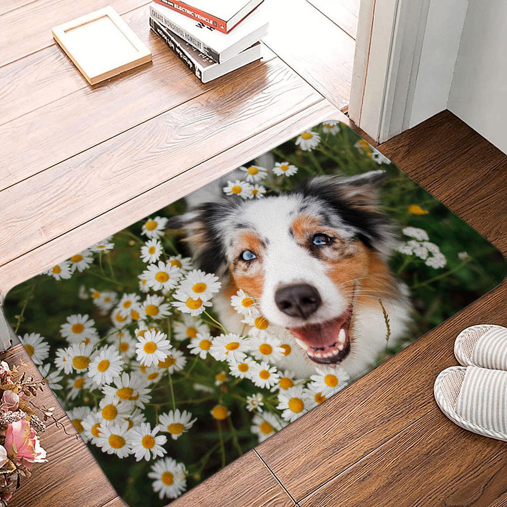 Non-slip Soft Rug Washable Living Room Bedroom Cute Dog Pattern Entrance Door Mat Floor Mat