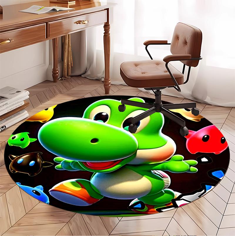 Yoshi Pattern Round Rug, Indoor/Outdoor Mat, for Picnic, Gameroom, Bedroom, Office, Living Room, Home Decor Carpet, Birthday Gift