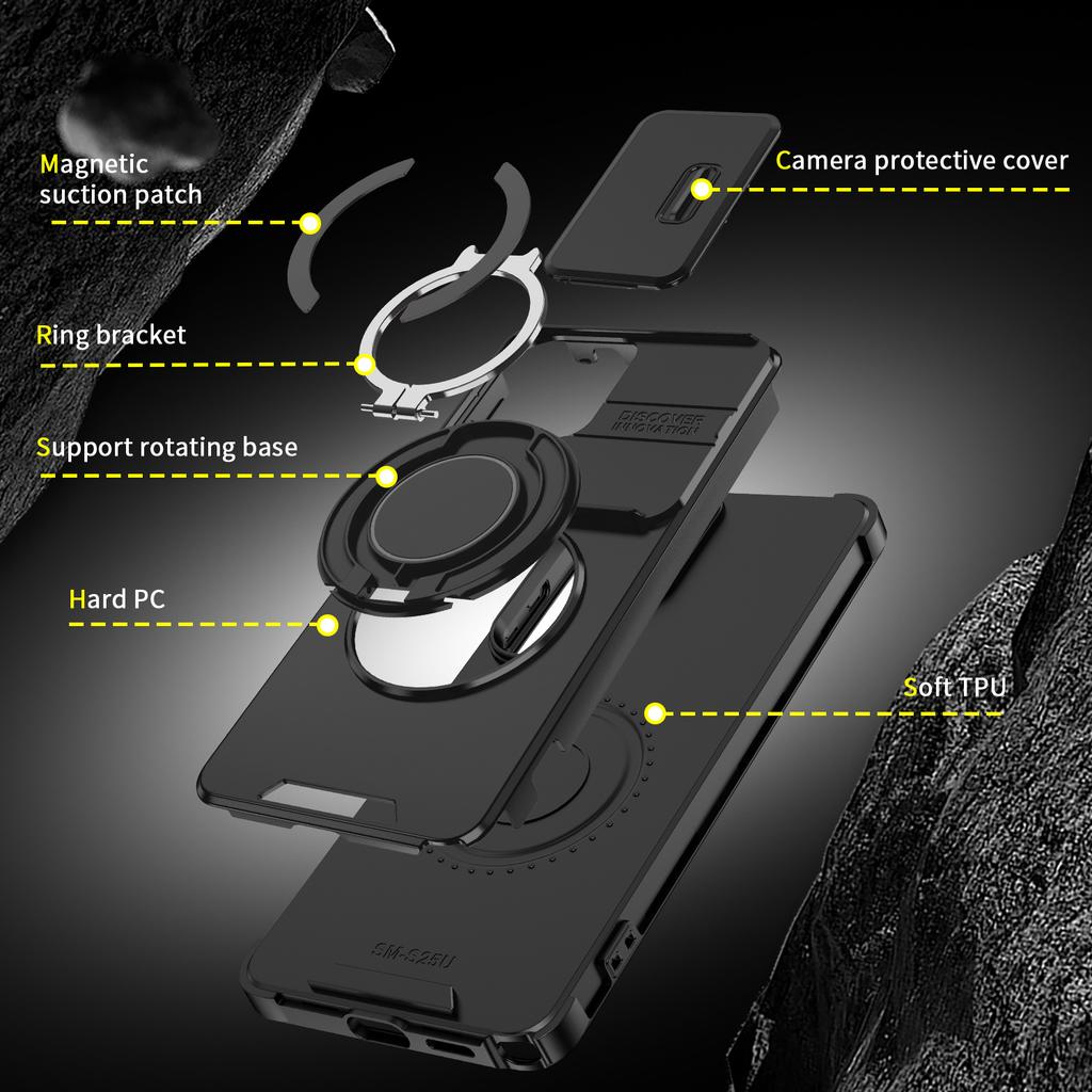 Magnetic Ring Stand Phone Case For Samsung Galaxy S26 Ultra S26+ Edge Slide Camera Lens Protection TPU Frame Plastic Back Cover