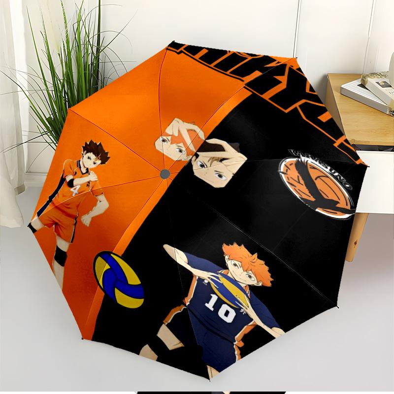 Автоматический складной зонт с принтом Haikyu, портативный, для улицы, поездок на работу, походов, идеальный подарок на день рождения