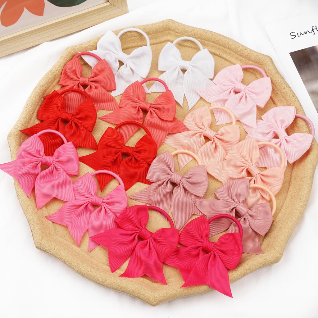 16 Pieces Babies Tiny 3 Inches Hair Bows Rubber Bands Hair Ropes Ponytail Holders for Baby Girls Infant Kids Hair Acessor