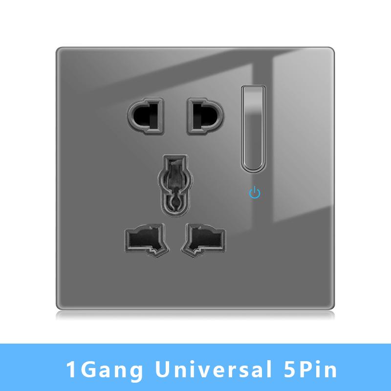 Настенный выключатель света Панель светодиодных индикаторов UK EU FR Универсальная электрическая розетка USB Фортепианные клавиши Самовосстанавливающиеся настенные выключатели Телевизор Компьютер