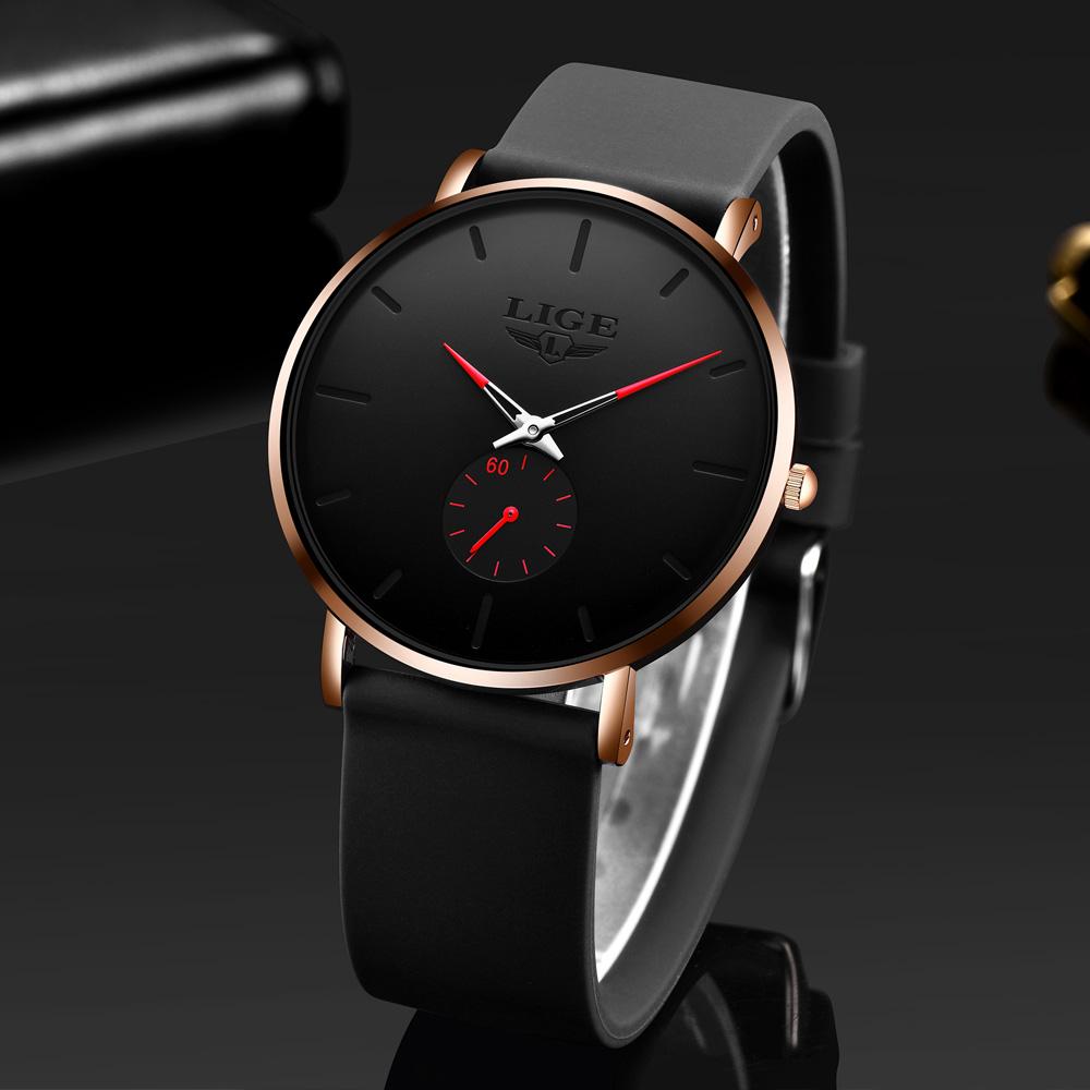 LIGE New Fashion Mens Watches Top Brand Luxury Sports Waterproof Simple UltraThin Quartz Watch Man Clock Relogio Masculino+Box