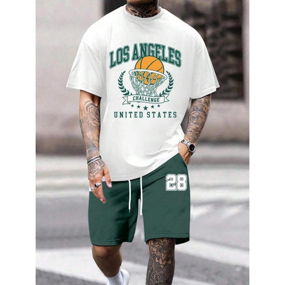 Новая уличная мода баскетбольная футболка для спорта на открытом воздухе мужские шорты с принтом монограммы Чикаго мужской комплект с коротким рукавом и шортами