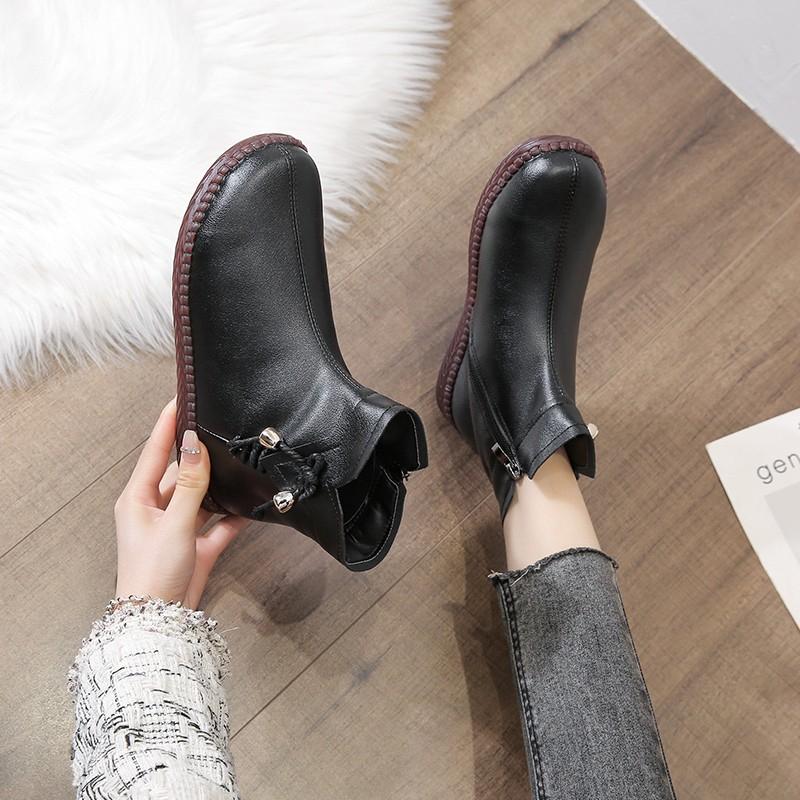 Зимняя женская обувь Модные женские сапоги темперамента с плоской подошвой и круглым носком Короткие плюшевые однотонные ботильоны Zapatos Mujer