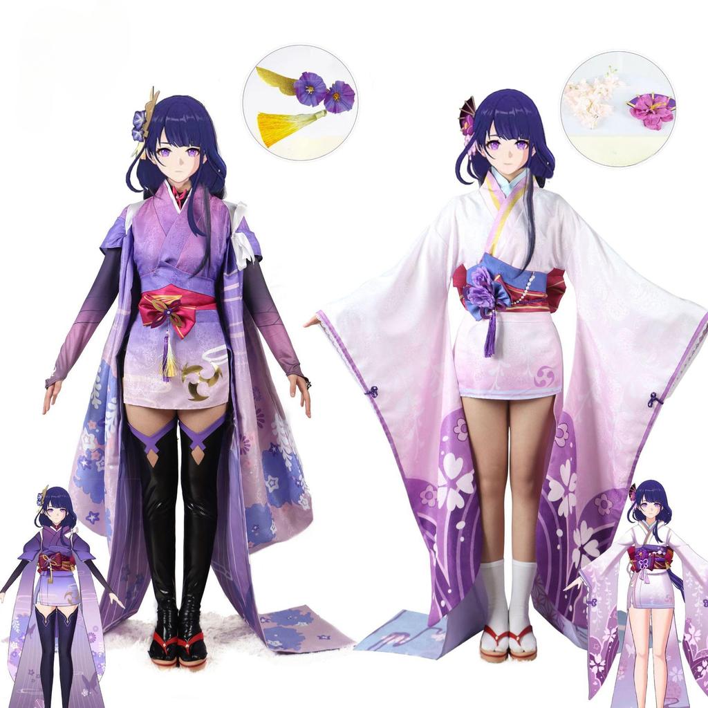 Игра Genshin Impact Костюм Raiden Shogun Baal Наряды Платье Парик Головной убор Raiden Ei Хэллоуин Карнавал Косплей Для Genshin