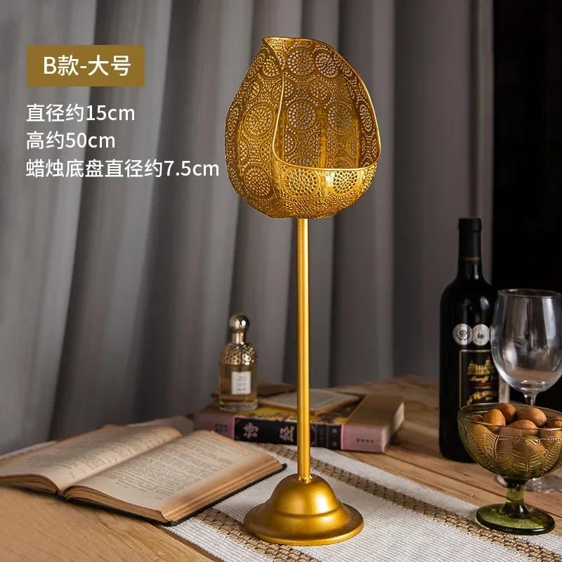 1 шт. Европейский стиль металлический подсвечник ювелирные изделия ручной работы полый узорчатый золотой подсвечник подсвечник для ужина