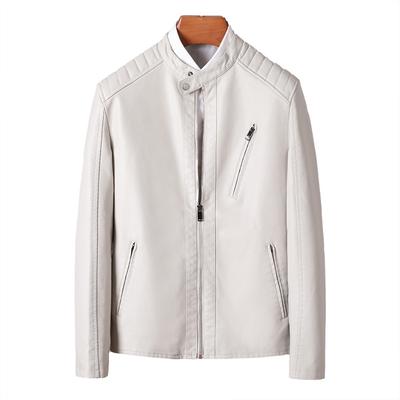 Кожаная куртка для мужчин на осень и зиму, новый стиль, воротник-стойка, тонкая куртка, мужская модная мотоциклетная куртка, кожаная куртка для мужчин