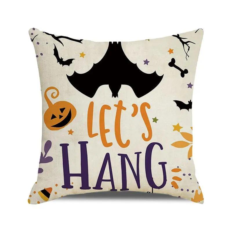 Декоративная наволочка для подушки на Хэллоуин с изображением тыквы, летучей мыши, волшебника, призрака, подходит для украшения дома, гостиной, дивана, комнаты