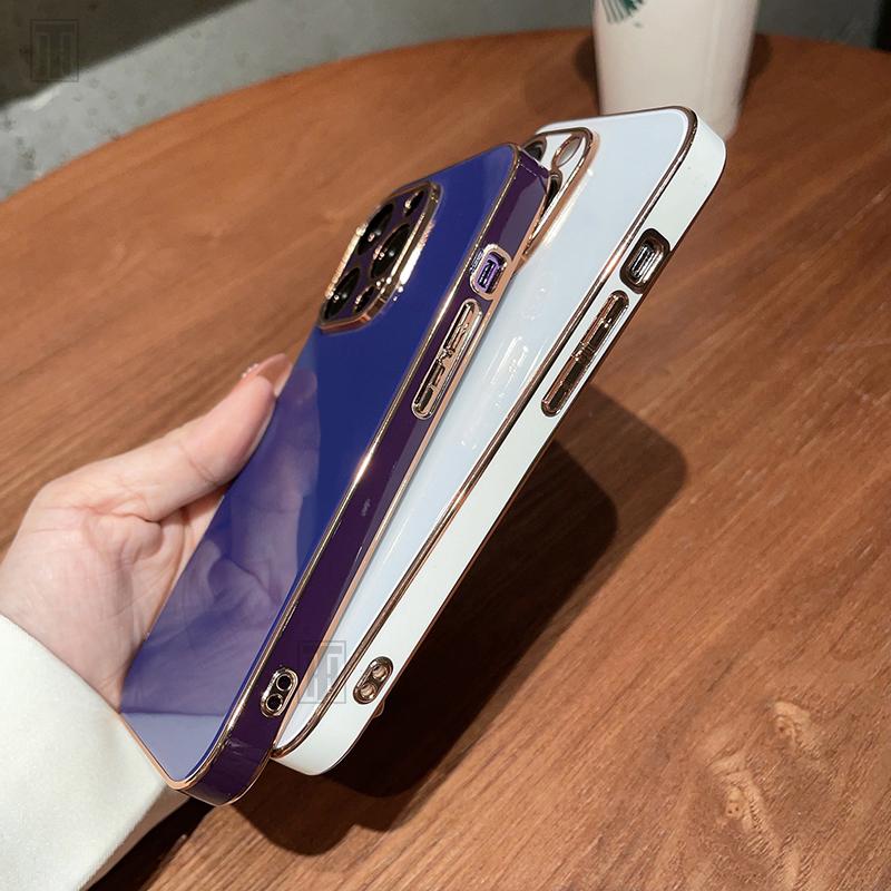 Роскошный чехол из мягкого силикона с гальваническим покрытием для iPhone 15 14 11 12 13 Pro Max Mini Plus, противоскользящий, модный, защитный, противоударный