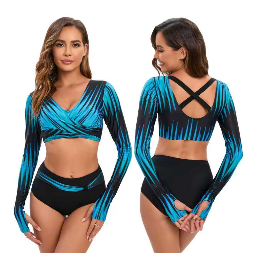 Купальник для серфинга с длинными рукавами, раздельный, солнцезащитный, женский, модный, гидрокостюм для дайвинга