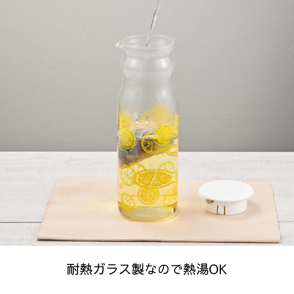 HARIO Free Retro Lemon 1200 мл Чайник и посудомоечная машина Ячменный чай Приготовленный в термостойком горшке, Дизайн, Вместимость, Прозрачный/Желтый, Термостойкое стекло, Безопасный,