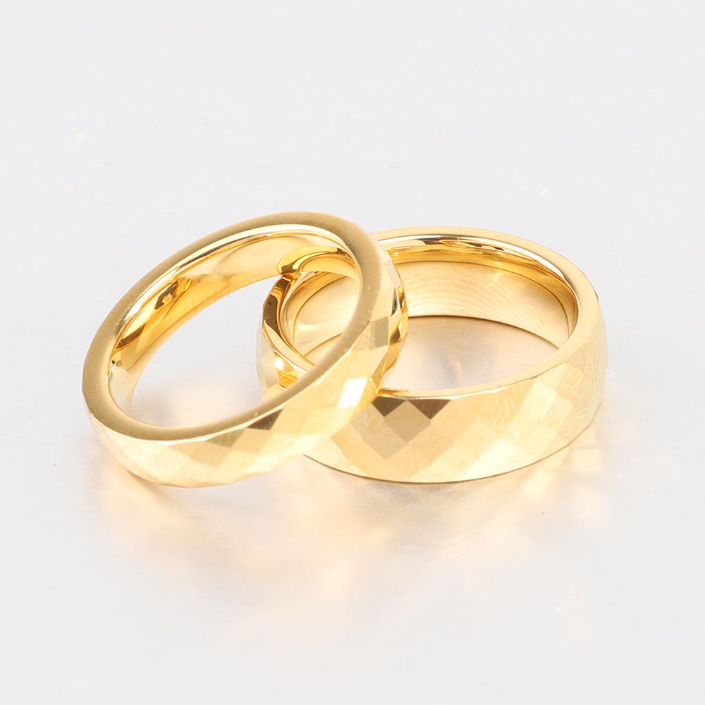 Европейско-американский Ins Новые Кольца для пары из вольфрамовой стали 4 мм 6 мм, граненые, многоугольник, ромб