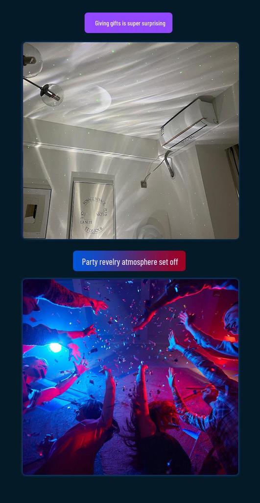 Семицветный USB-проектор звездного неба, лазерный ночник для создания атмосферы в спальне и гостиной