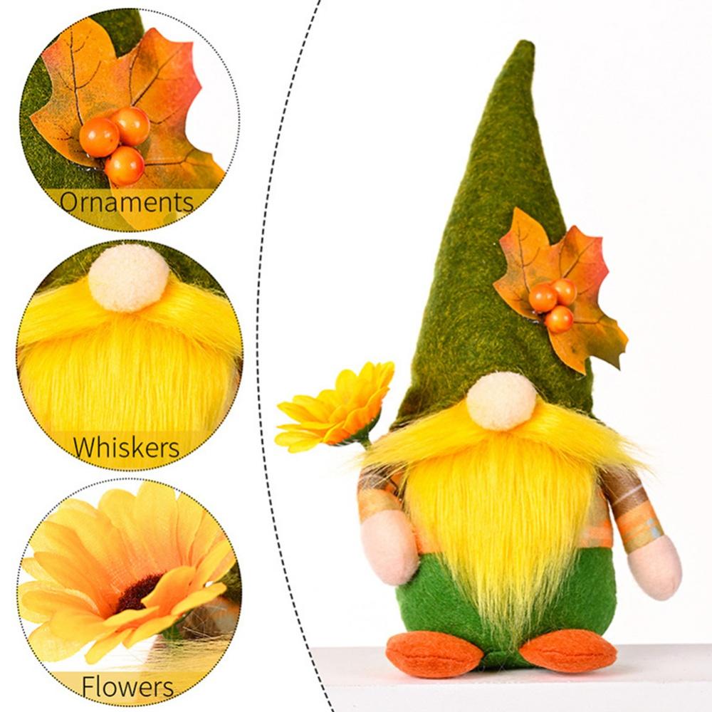 Christmas Gnome Ornaments Maple Leaf Sunflower Faceless Doll Autumn Harvest Season Festival Decor