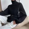 Свитер с высоким воротником, женский пуловер, утепленный вязаный свободный топ