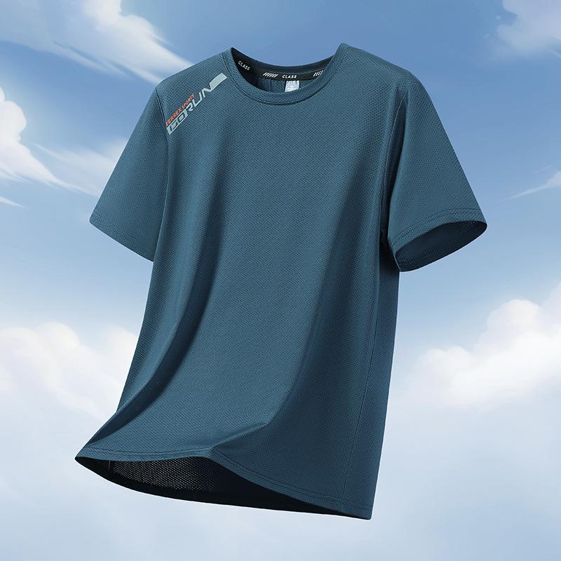 Футболка с короткими рукавами Ice Silk 12XL Summer с функцией увеличения жира и воздухопроницаемостью для мужчин, с большой скоростью бега и сушкой