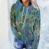 Vintage Printed Hooded Sweatshirt Sportwear Coat for Women 3D Pocket Hoodies Autumn Women's Pullovers