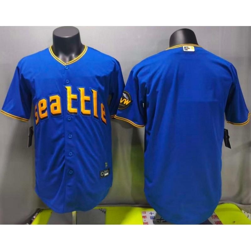 Seattle Mariners Blank Embroidered Baseball Jersey Sweater Short Sleeve Unisex Sportswear