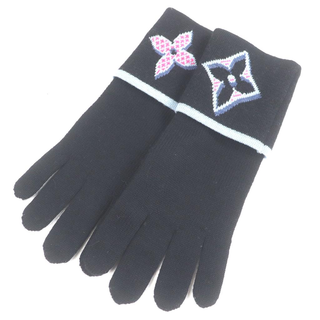 Отличные перчатки LOUIS VUITTON Gong Giant Pop Monogram Glove черная шерсть M73905 Б/У