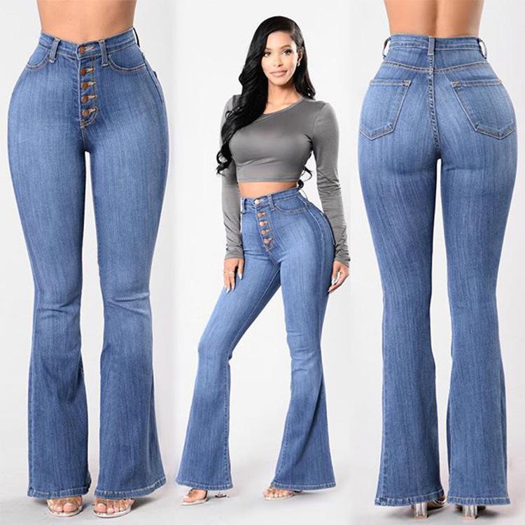2024 European And American Women'S High Waisted Nail Buckle Wide Leg Jeans For Women
