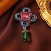Chinese Style Pearl Tassel Gold Hollowed Peace Lock Brooches Women'S Vintage Luxury Exquisite Wedding Accessories Gift