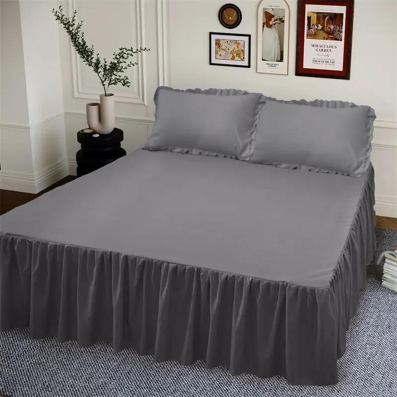 40 см большой юбка кровать юбка одинарная двойная машинная стирка одинарный кусок простыни на резинке корейский стиль простыни нескользящие покрывала