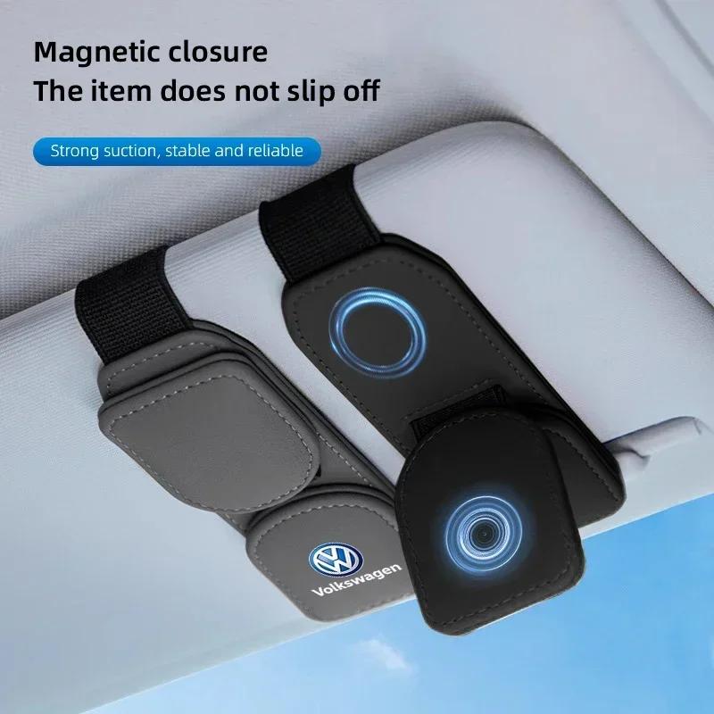hijk1 ·Car Magnetic Glasses Clip Double Headed Card Clip For Volkswagen GTI Golf 6 7 8 Polo VW R-Line CC Passat Tiguan T-ROC Arteon Ma