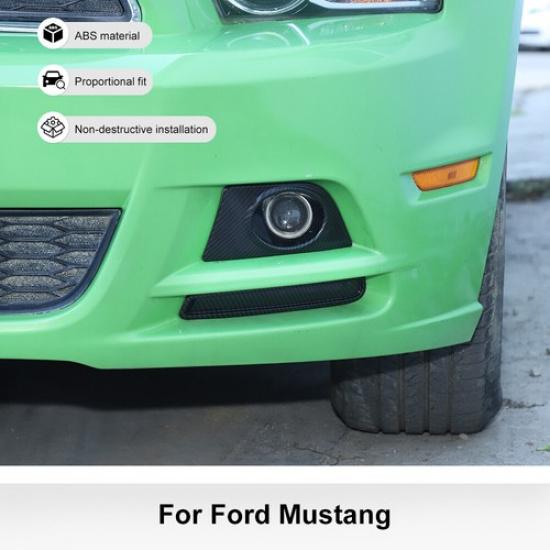 Car Carbon Fiber Front Fog Light Lamp Cover Trim Bezels For Ford Mustang 2010-14