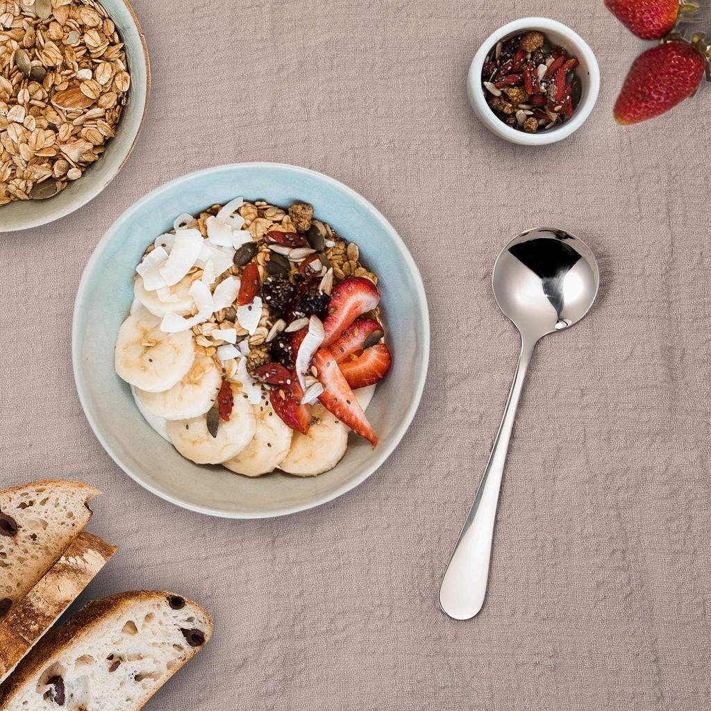 Ложки для супа, 12 предметов, круглые ложки для бульона из нержавеющей стали