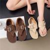 Outside the Flip-flops Holiday Beach Casual Versatile Flip-flops French Temperament Pinch Foot Belt Buckle Flat Bottom Cool Slippers Women