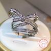 Sterling Silver Classic Rope Knot Bow AAAA Cubic Zirconia Ring Fine High-end Jewelry Wedding Bridal Ring Moissanite Ring