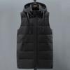 Autumn Winter Sleeveless Parka Men Black Jackets Casual Warm Thick Long Vests Hooded