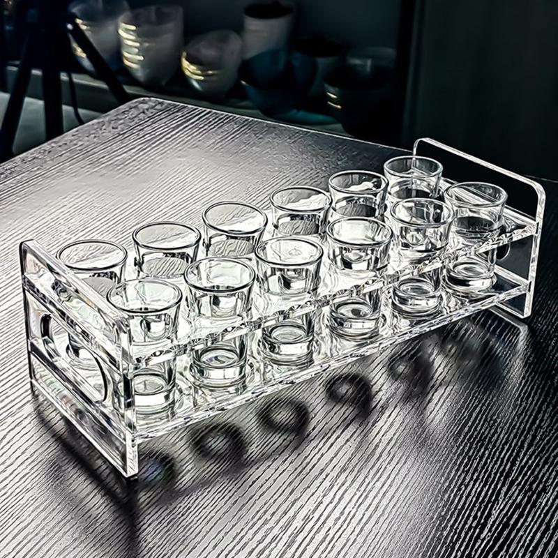 Large Capacity 6 8 12 Hole Glass Tray Cup Organizer Wine Glass Display Stand Holder for Bar Restaurant Kitchen