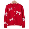 Spring and Autumn Korean Style Bowknot Jacquard Children's Cardigan Sweater Jacket Girls Knitted Cardigan