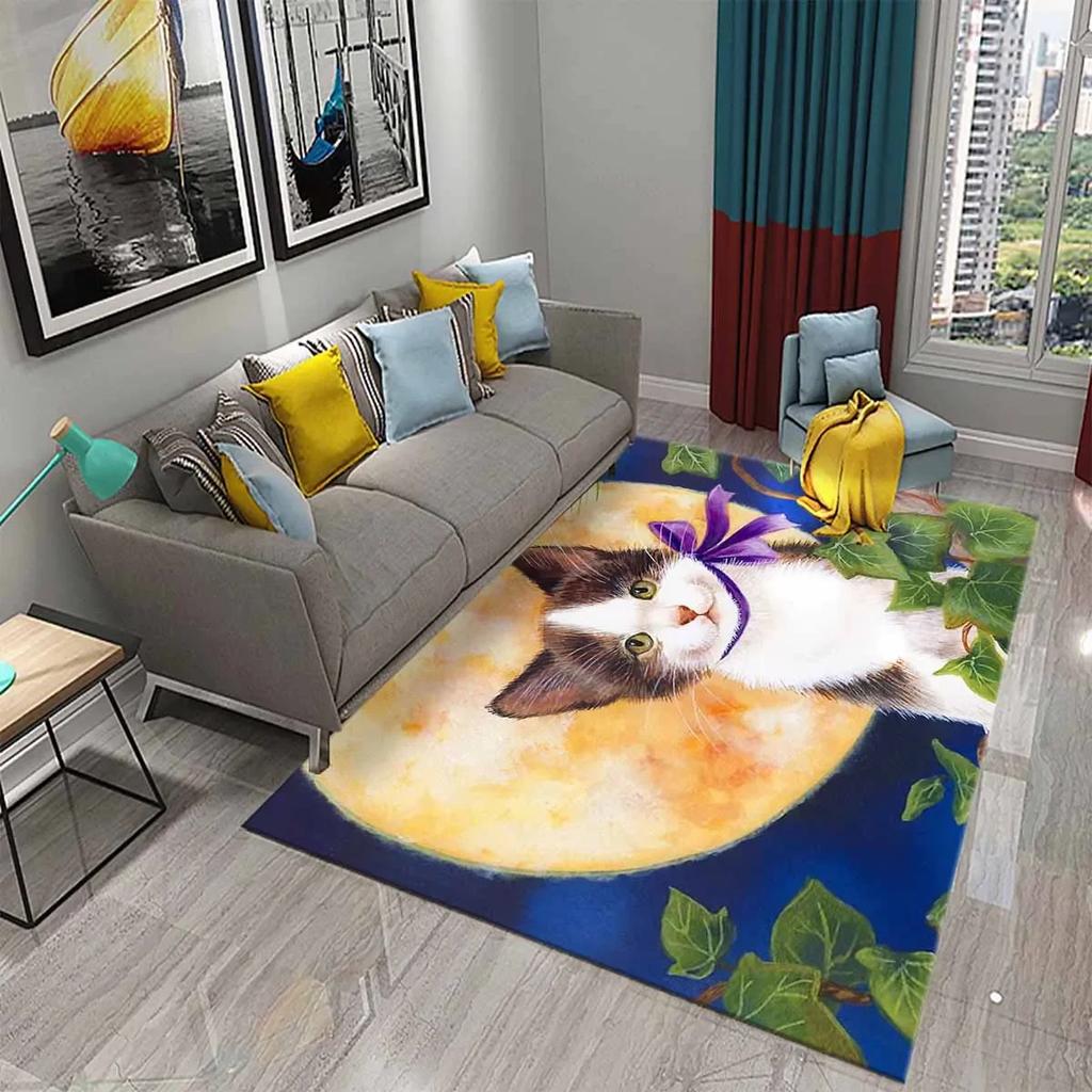 Милый Кот Масляная Живопись Ковер Ванная Комната Современный Нескользящий Дверной Коврик Кухня Дом Гостиная Спальня Смешной Декор Котика Напольный Коврик