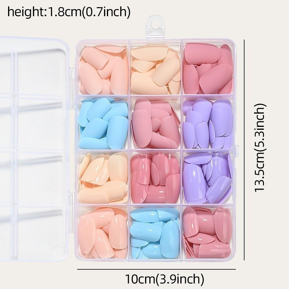 288pcs Solid Color Press On Nails Matte Finish Acrylic Fake Nails Hot Nail Tips Daily Wear