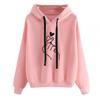 A Loose and Casual Printed Heart-shaped Hooded and Fleece Sweatshirt for Women