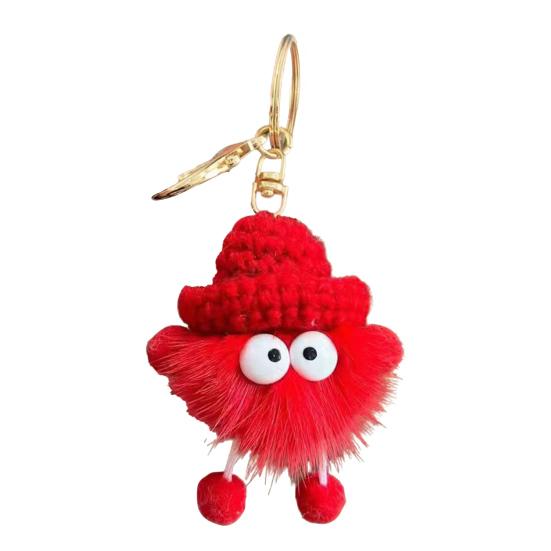 Keychain Imitation Mink Hair Cartoon Doll Charm Key Ring Fade-Resistant Compact Lightweight Backpacks Car Key Holder