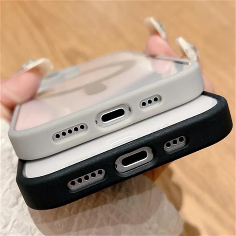 Модный прозрачный магнитный чехол для беспроводной зарядки Magsafe для iPhone 16 15 14 Plus 13 12 Mini 11 Pro Max XS Max XR акриловый чехол