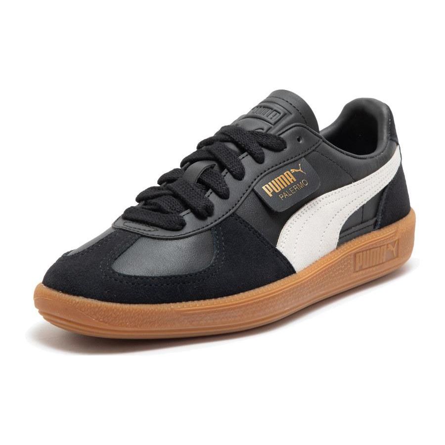 Puma Кожаные унисекс кроссовки Puma Palermo Черный Серо-пепельный Резиновая подошва Низкие Повседневные 396464-03