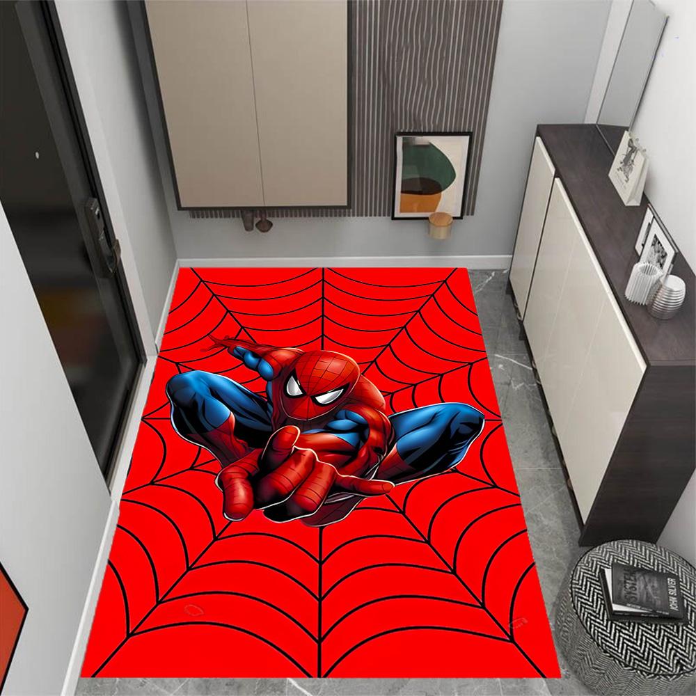 Spider-Man Red Background Non-Slip Rug - Polyester, Home Decor, Suitable for Bedrooms, Living Rooms, Entryways, and Studios